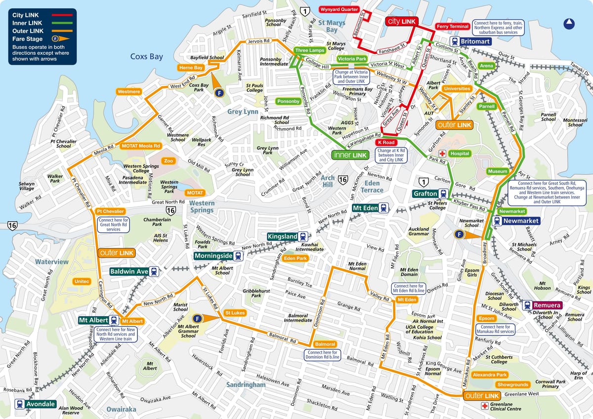 Auckland avtobus poti zemljevid