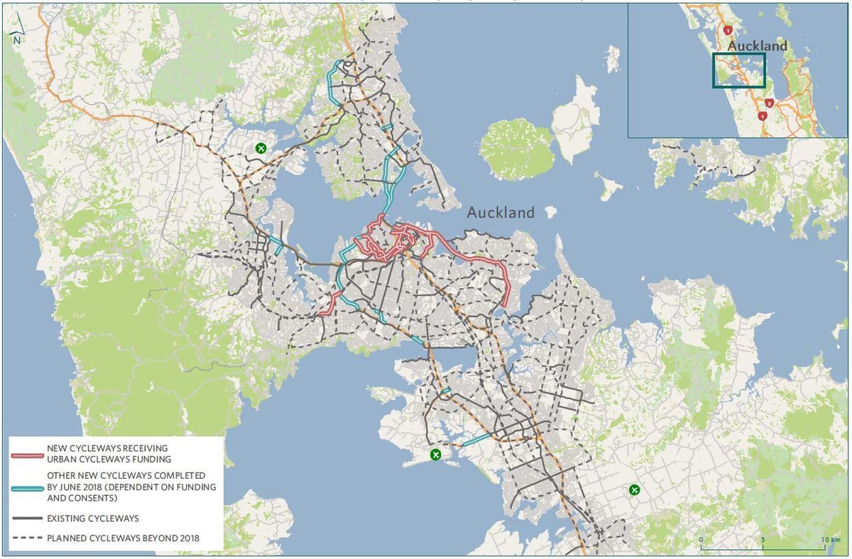 zemljevid cycleway Auckland zemljevid
