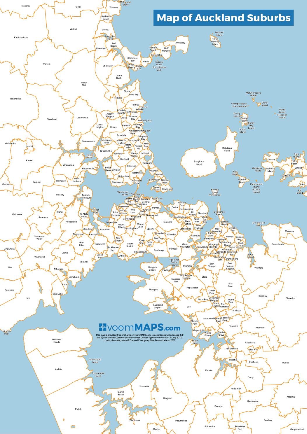 zemljevid Auckland predmestje