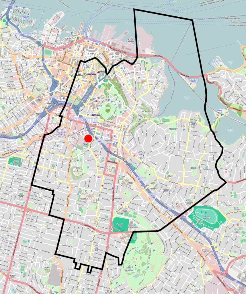 Auckland gimnazijo pas zemljevid
