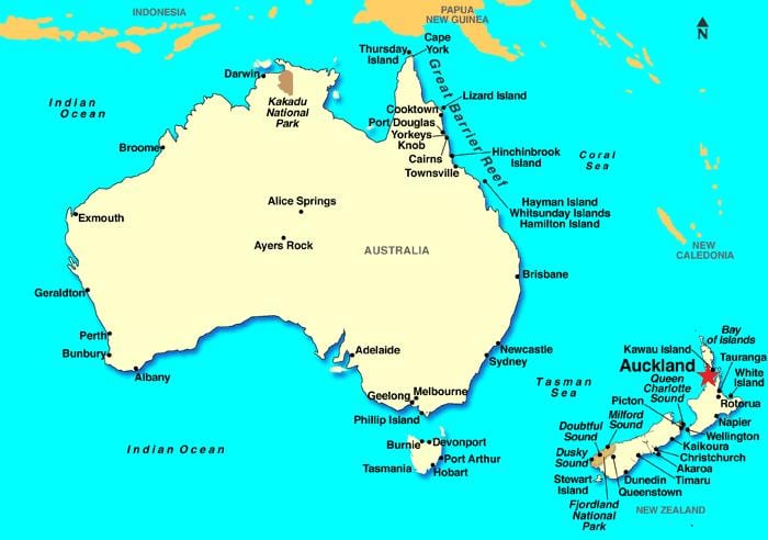Auckland v svetovnem zemljevidu