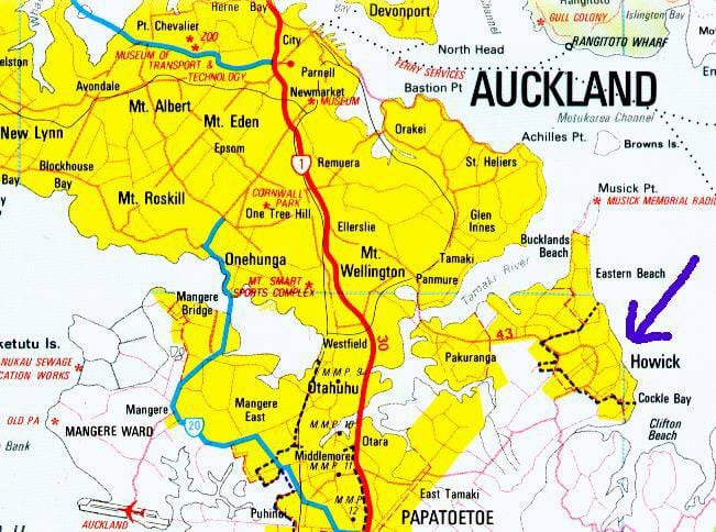 zemljevid Howick Auckland