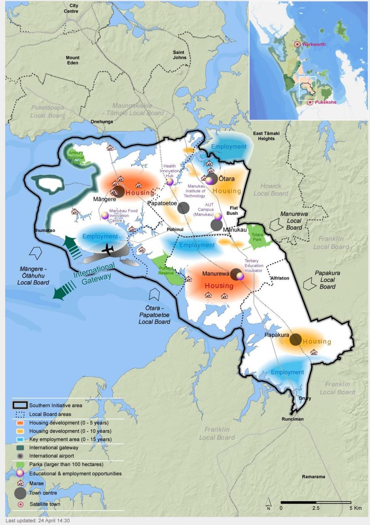 zemljevid južne Auckland