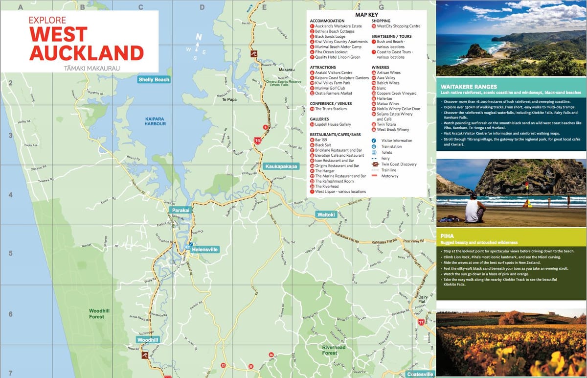 zemljevid zahodno Auckland