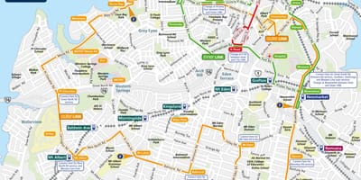 Auckland avtobus poti zemljevid