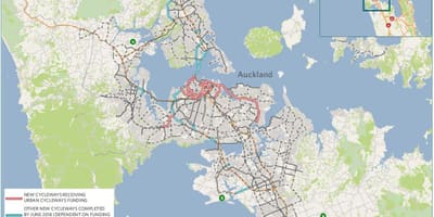 Zemljevid cycleway Auckland zemljevid