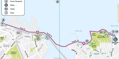 Roza cycleway Auckland zemljevid