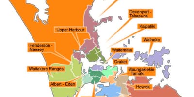 Auckland sveta meje zemljevid