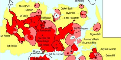 Auckland vulkanov zemljevid