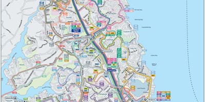 Zemljevid severne obale Auckland
