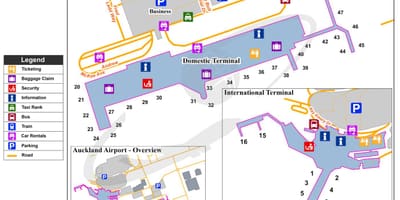 Auckland mednarodno letališče zemljevid